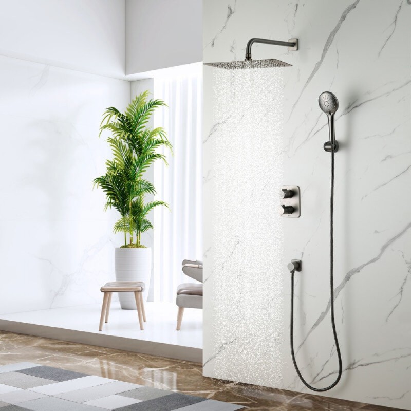 Душевая система Lemark Bronx LM3749GM, термостатическая, графит