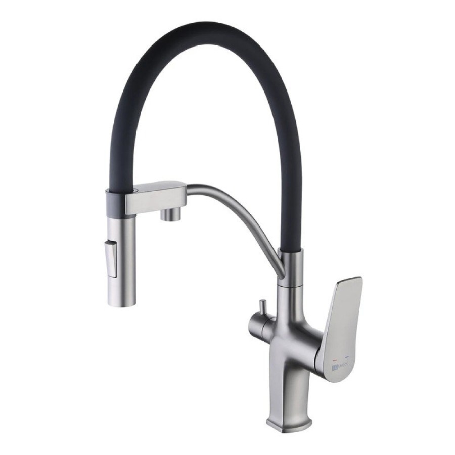 Смеситель Lemark Bronx LM3761GM для кухонной мойки, графит