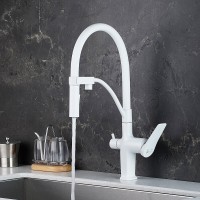 Смеситель для кухонной мойки Lemark Bronx LM3761MW, с подключением к фильтру, белый матовый