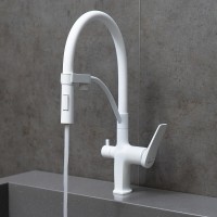 Смеситель для кухонной мойки Lemark Bronx LM3761MW, с подключением к фильтру, белый матовый