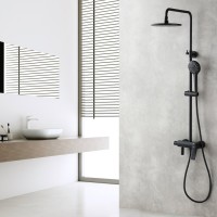 Душевая система Lemark Bronx LM3762BL, с изливом, черный
