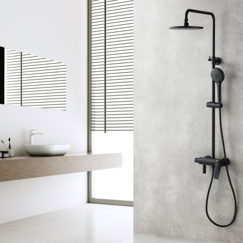 Душевая система Lemark Bronx LM3762BL, с изливом, черный