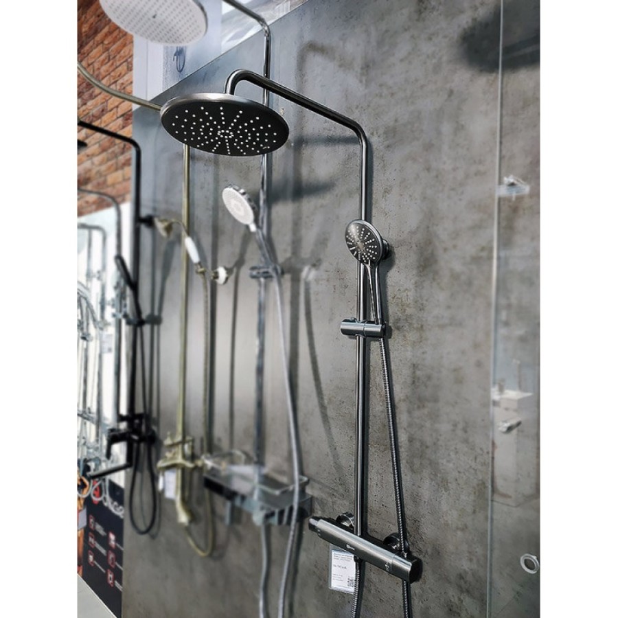Душевая система Lemark Bronx LM3770GM, с термостатом, графит