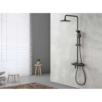 Душевая система Lemark Bronx LM3772BL, термостататическая, с изливом, черный