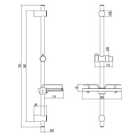 Душевая штанга Lemark высота 75 см, с мыльницей, графит, LM3775GM