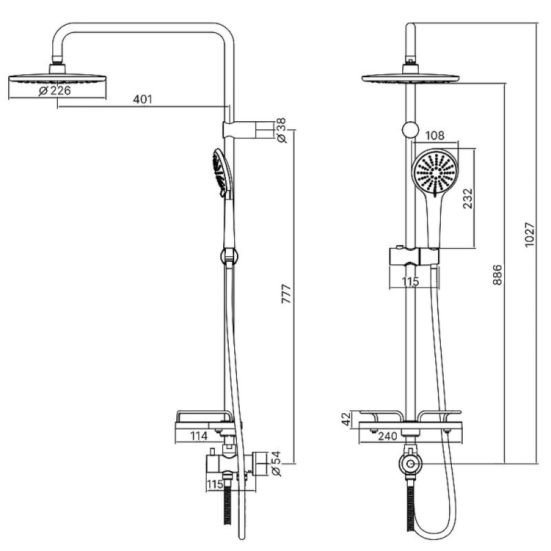 Душевой гарнитур Lemark Bronx LM3788BL, без смесителя