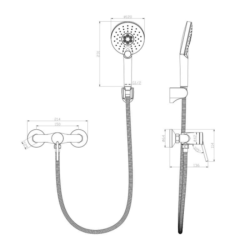 Смеситель Lemark Minima LM3803C для душа с душевым гарнитуром, хром