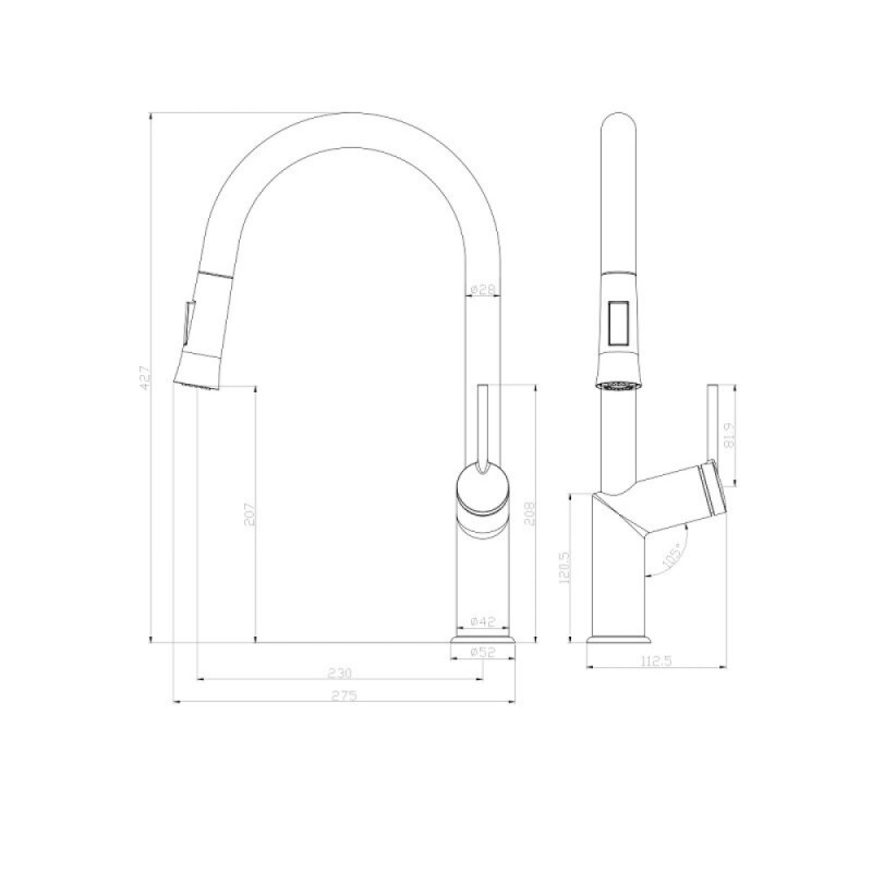 Смеситель Lemark Minima LM3850C для кухонной мойки с выдвижным изливом, хром