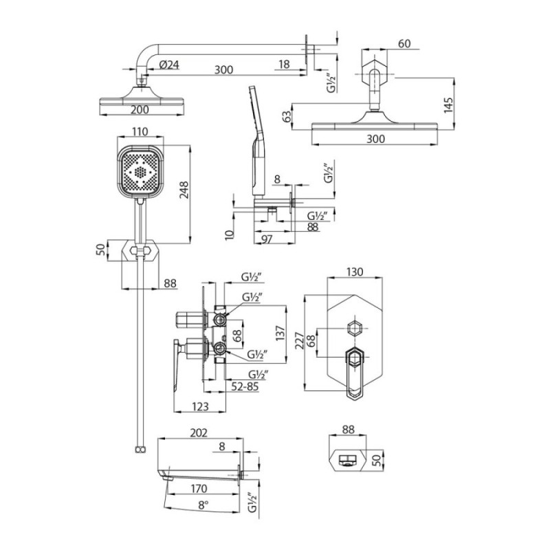 Душевая система Lemark Prizma LM3922C, хром