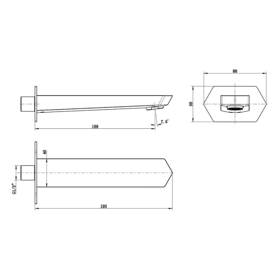 Излив Lemark Prizma LM3981C для ванны, хром