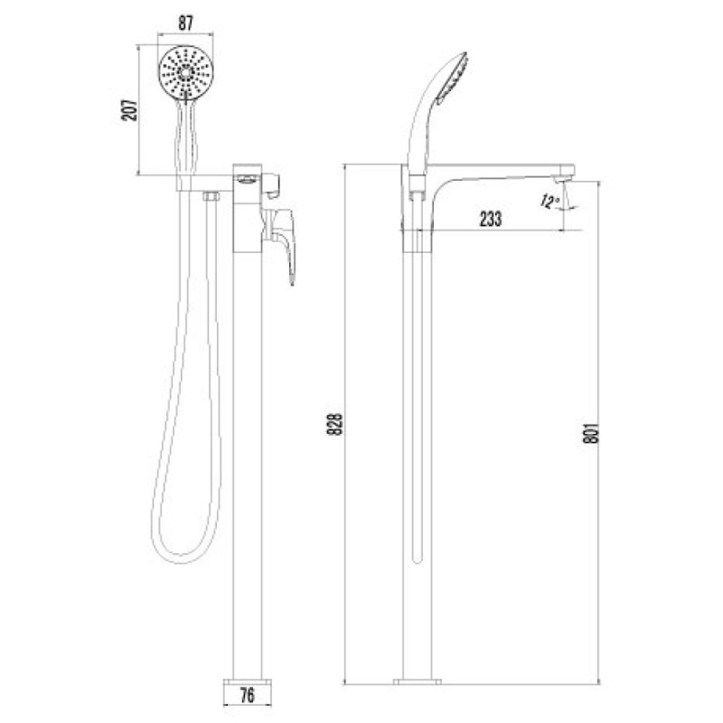 Смеситель Lemark Shift LM4344C для ванны и душа, хром