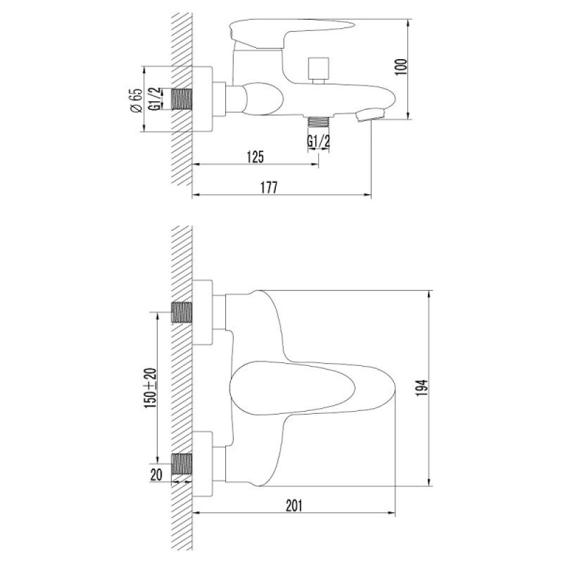 Смеситель для ванны и душа Lemark Status LM4402C, с душевым гарнитуром, хром