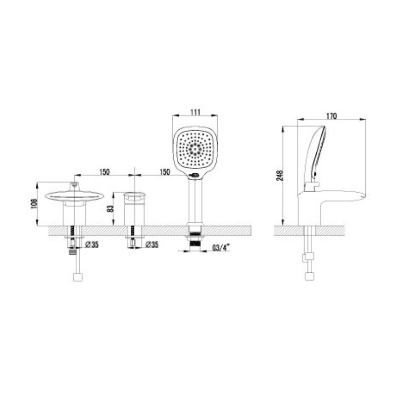Смеситель Lemark Status LM4445C для ванны