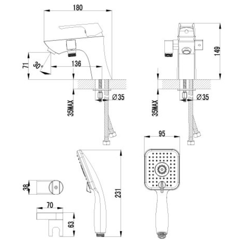 Смеситель Lemark Unit LM4515C для ванны