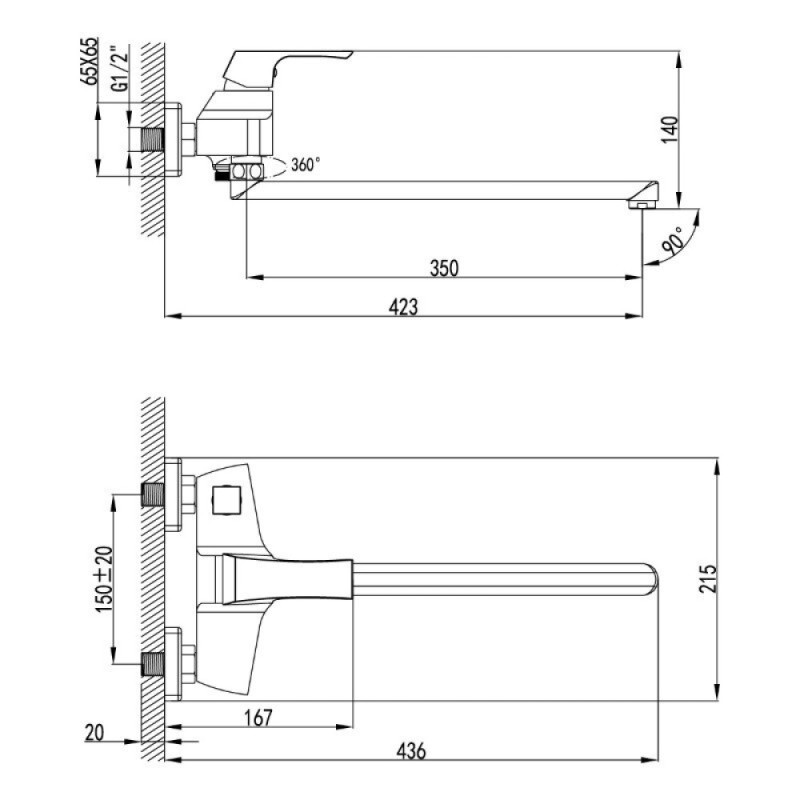 Смеситель для ванны и душа Lemark Unit LM4517C, с душевым гарнитуром, хром