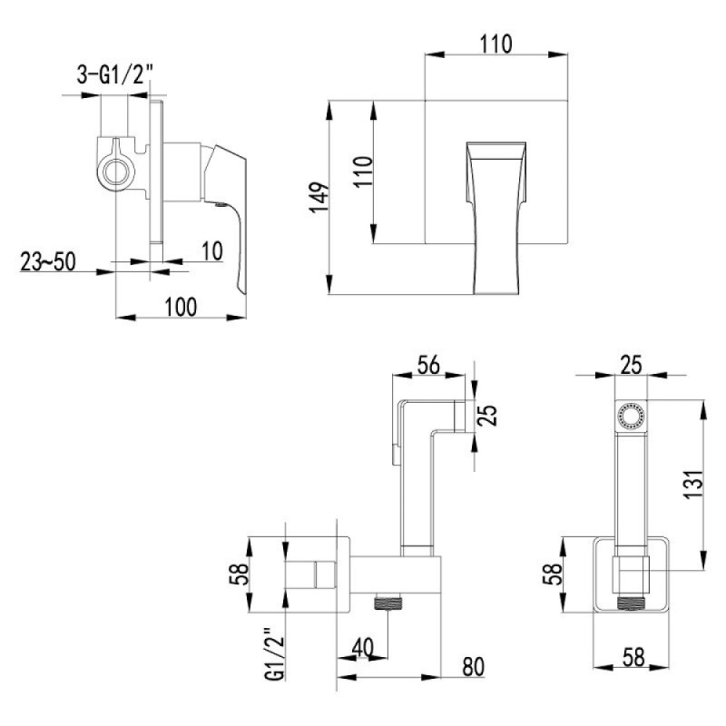 Гигиенический душ Lemark Unit, LM4519C, со смесителем, хром