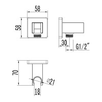 Шланговое подключение Lemark, с держателем лейки для душа, хром, LM4585C