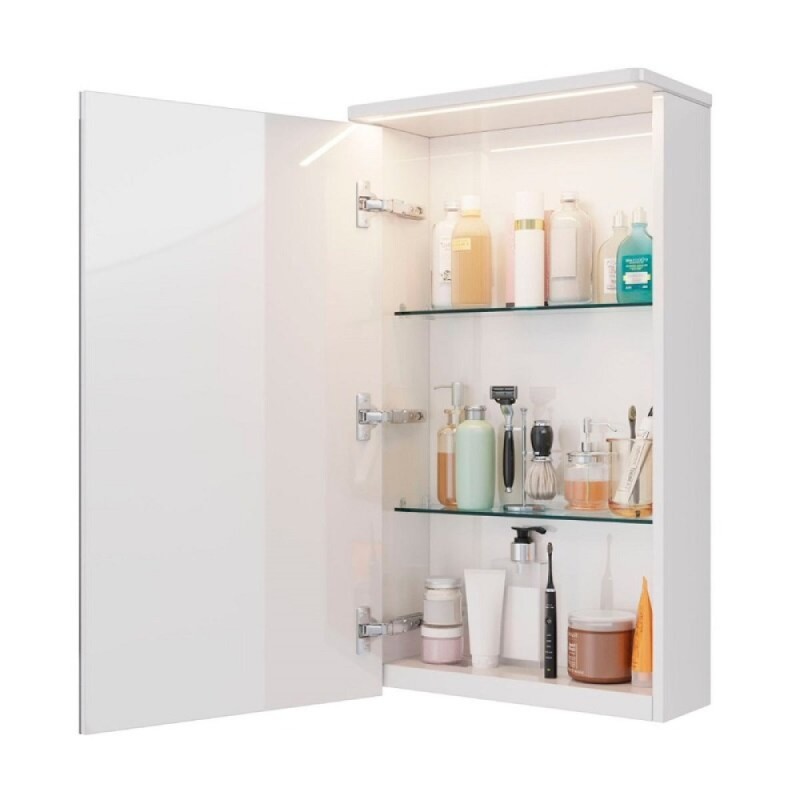 Шкаф зеркальный Lemark Zenon 45 х 80 см, левый, с LED-подсветкой, теплый свет, цвет корпуса белый глянец, LM45ZS-Z