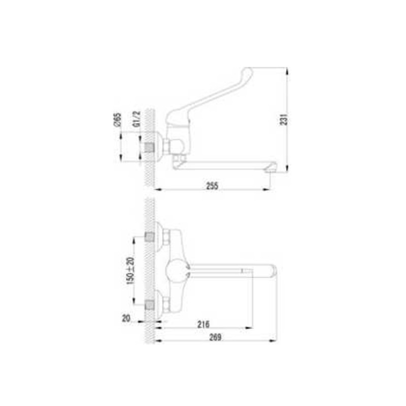 Смеситель для раковины Lemark Project, LM4611C, медицинский, хром