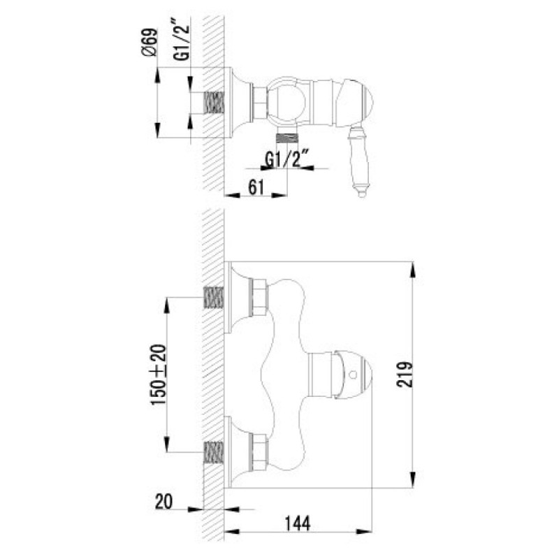 Смеситель Lemark Villa LM4803B для душа, с душевым гарнитуром, бронза