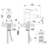 Смеситель Lemark Villa LM4808C для биде, с донным клапаном, хром