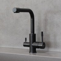 Смеситель для кухонной мойки Lemark Expert LM5061BL, с подключением к фильтру с питьевой водой, черный