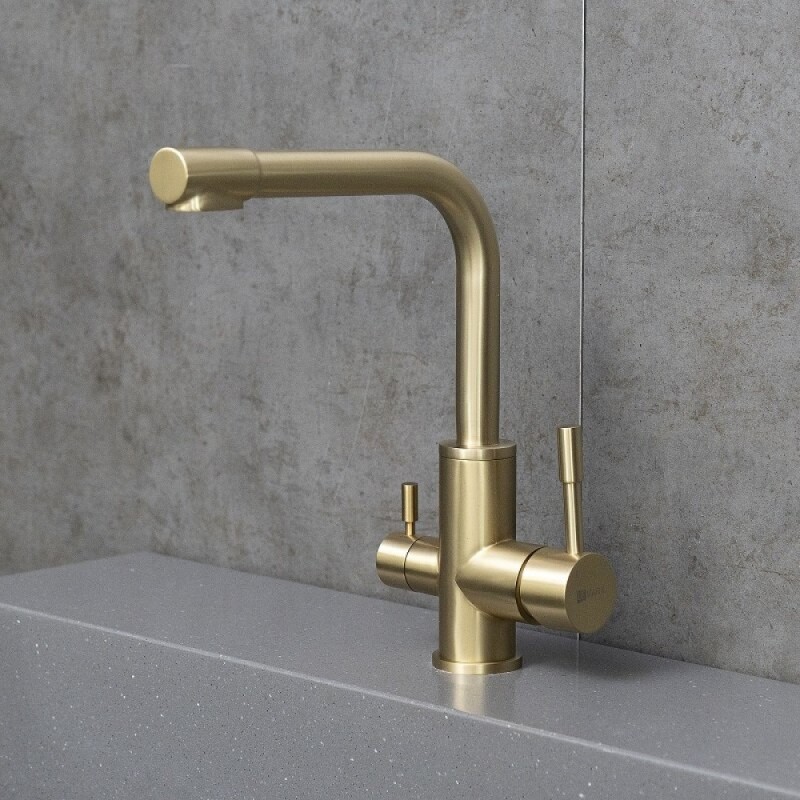 Смеситель для кухонной мойки Lemark Expert LM5061LGN, с подключением к фильтру с питьевой водой, золото светлое