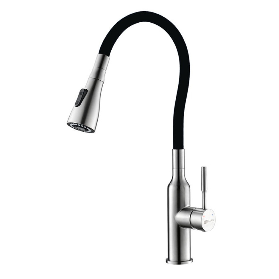 Смеситель Lemark Expert LM5082S-Black для кухни с гибким изливом, хром/черный