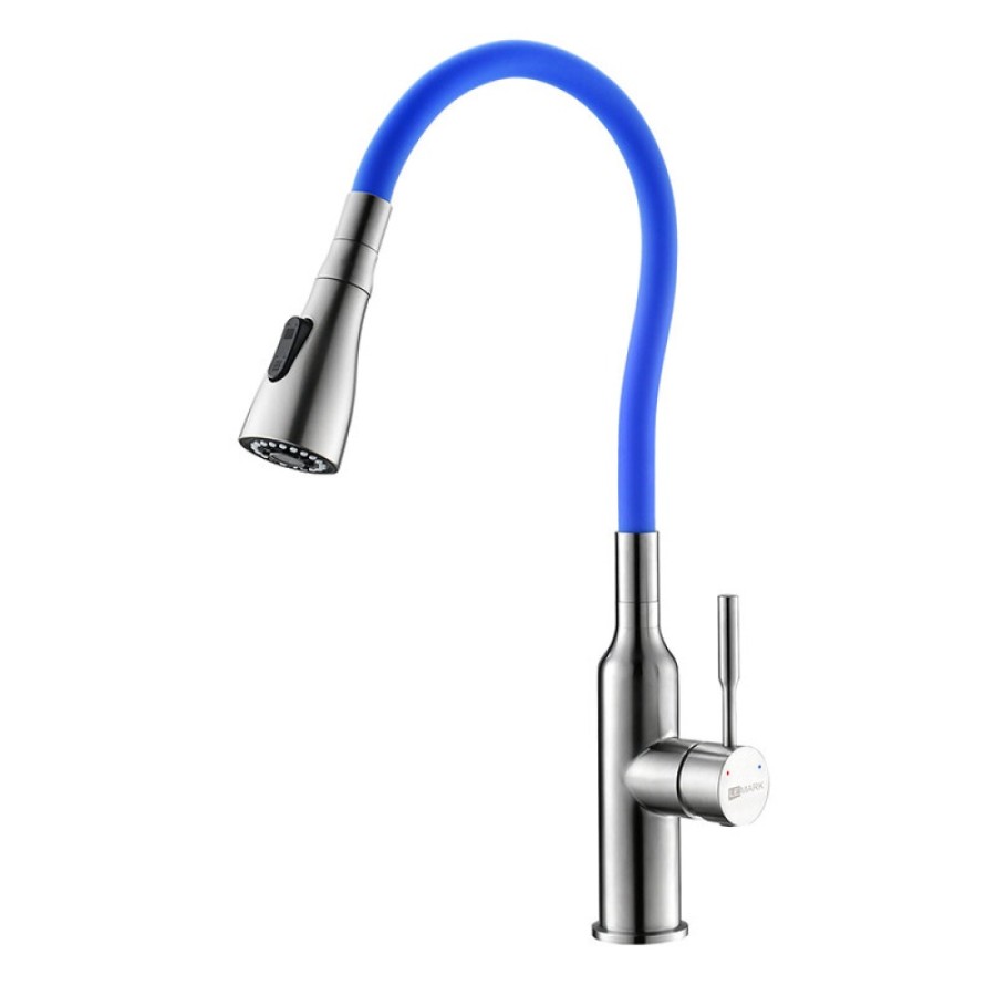 Смеситель Lemark Expert LM5082S-Blue для кухни с гибким изливом, хром/синий