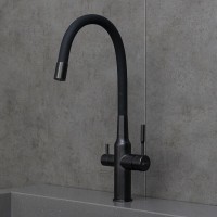 Смеситель для кухонной мойки Lemark Expert LM5083BL-Black, с подключением к фильтру с питьевой водой, черный