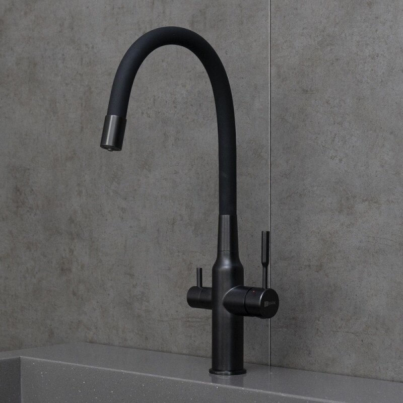Смеситель для кухонной мойки Lemark Expert LM5083BL-Black, с подключением к фильтру с питьевой водой, черный