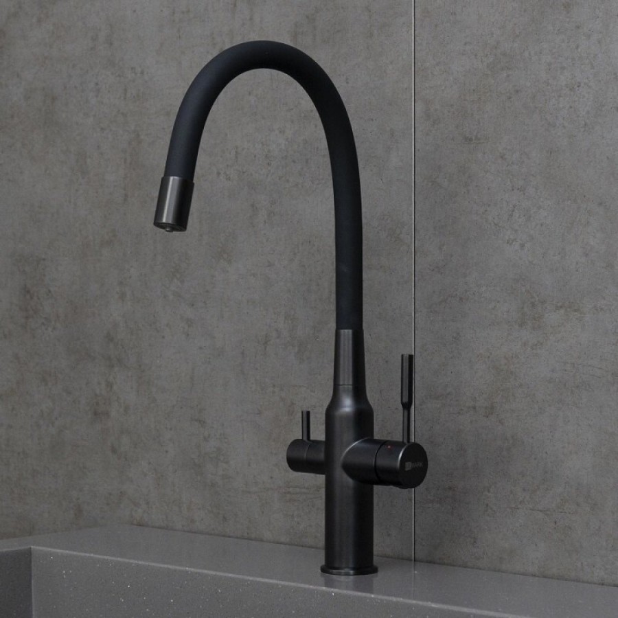 Смеситель для кухонной мойки Lemark Expert LM5083BL-Black, с подключением к фильтру с питьевой водой, черный