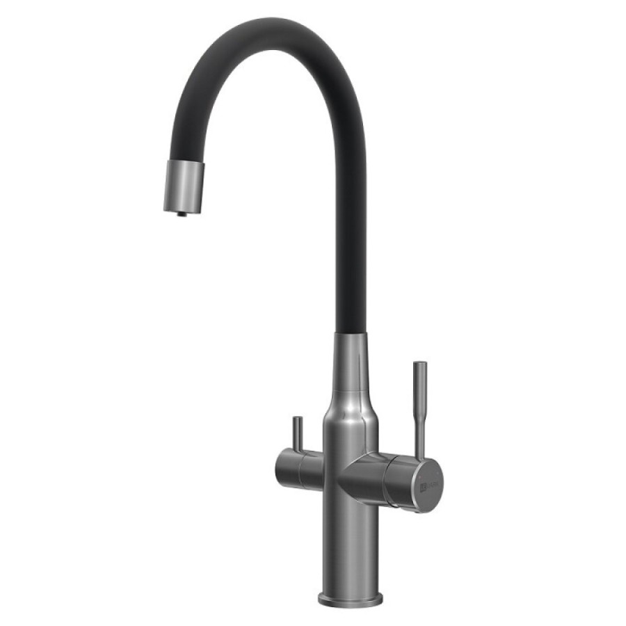 Смеситель для кухонной мойки Lemark Expert LM5083GMN-Black, с подключением к фильтру с питьевой водой, графит/черный