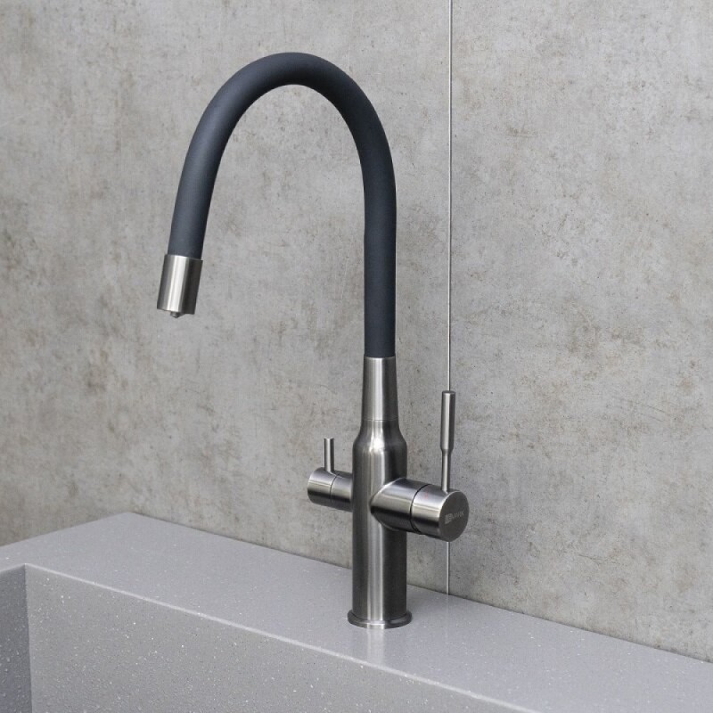 Смеситель для кухонной мойки Lemark Expert LM5083GMN-Black, с подключением к фильтру с питьевой водой, графит/черный