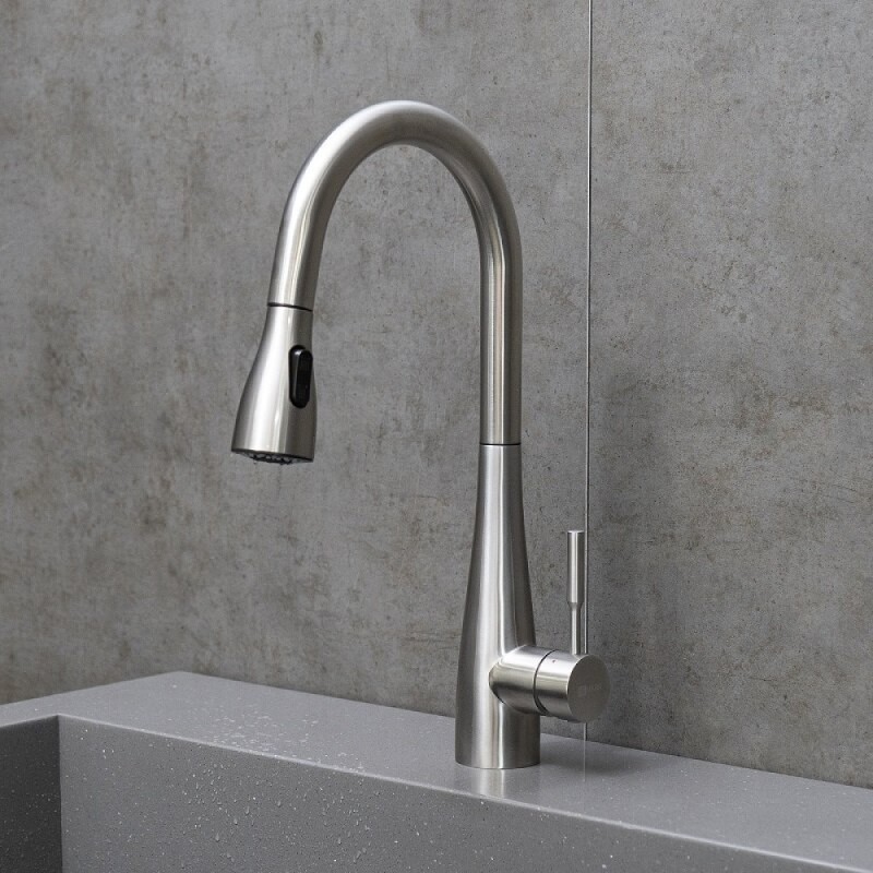 Смеситель для кухонной мойки Lemark Expert LM5084S, с выдвижным изливом, сталь