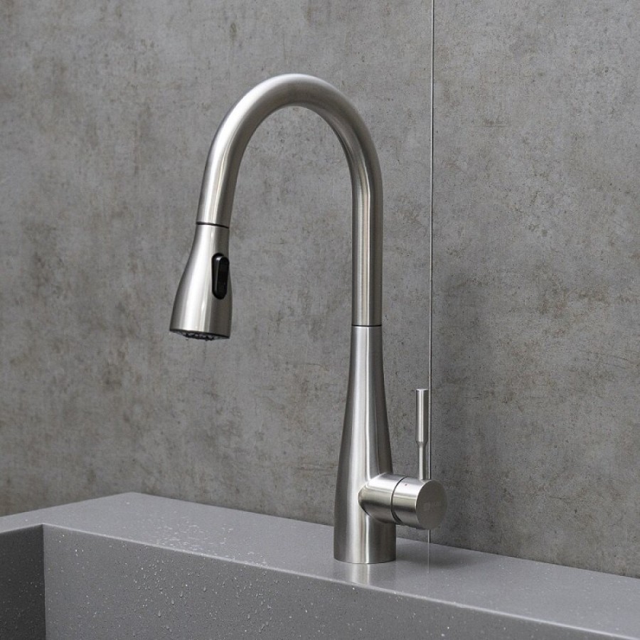 Смеситель для кухонной мойки Lemark Expert LM5084S, с выдвижным изливом, сталь