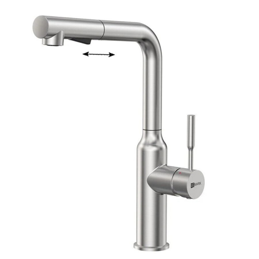 Смеситель для кухонной мойки Lemark Expert LM5085S, с выдвижным изливом, сталь