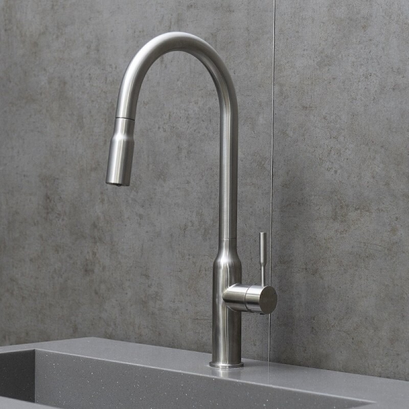 Смеситель для кухонной мойки Lemark Expert LM5086S, с выдвижным изливом, сталь