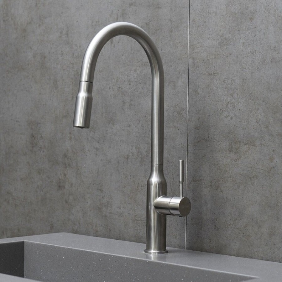 Смеситель для кухонной мойки Lemark Expert LM5086S, с выдвижным изливом, сталь