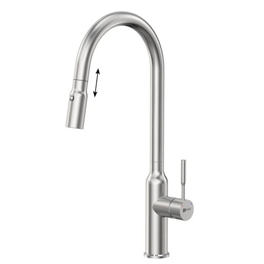 Смеситель для кухонной мойки Lemark Expert LM5086S, с выдвижным изливом, сталь
