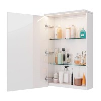 Шкаф зеркальный Lemark Zenon 50 х 80 см, подвесной, левый, с LED-подсветкой, теплый свет, цвет корпуса белый глянец, LM50ZS-Z