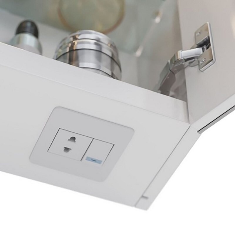 Шкаф зеркальный Lemark Zenon 50 х 80 см, подвесной, левый, с LED-подсветкой, теплый свет, цвет корпуса белый глянец, LM50ZS-Z