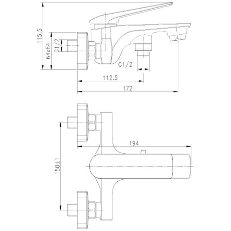 Смеситель для ванны Lemark Allegro LM5914CW с душевым гарнитуром, белый/хром