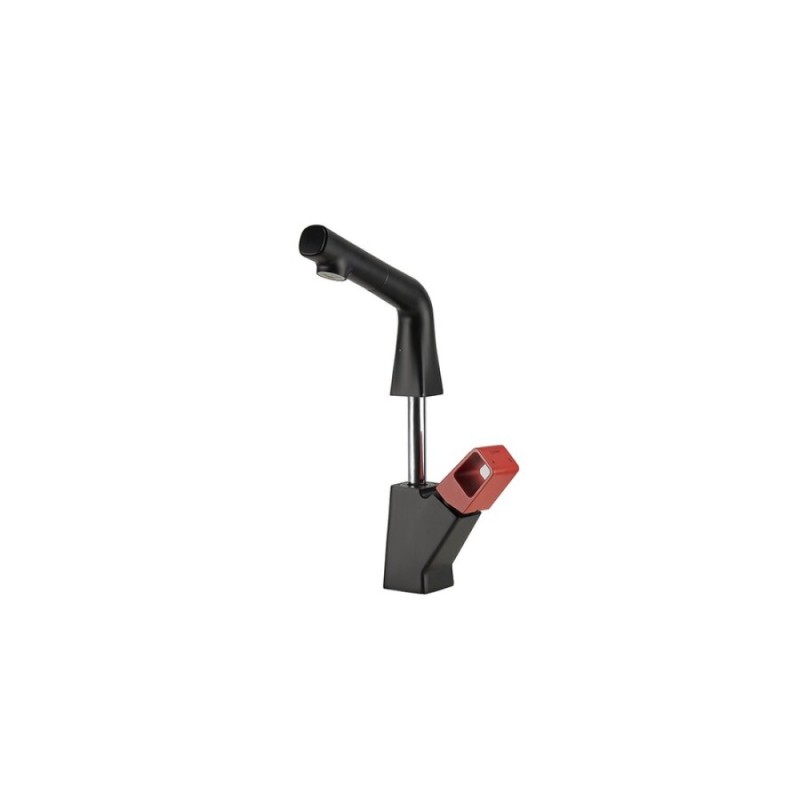 Смеситель Lemark Soul LM6008BR для кухонной мойки, с вытяжным изливом, черный/красный