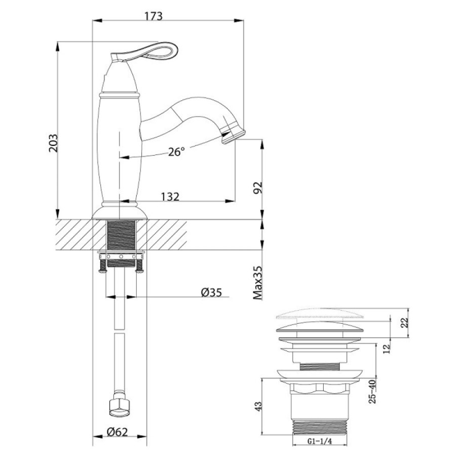 Смеситель Lemark Prime LM6106BRG для раковины с донным клапаном, черный