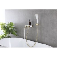Смеситель Lemark Mista LM6414WG для ванны и душа с душевым гарнитуром, белый с золотом