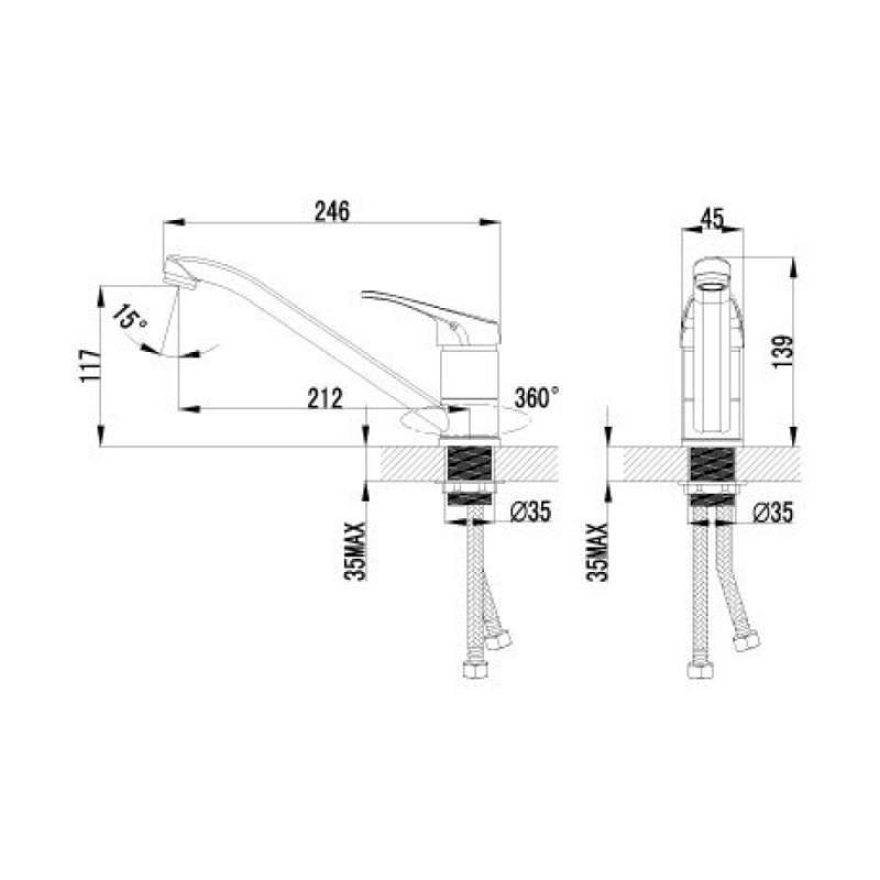 Смеситель для кухни Lemark Partner LM6554C с поворотным изливом, хром