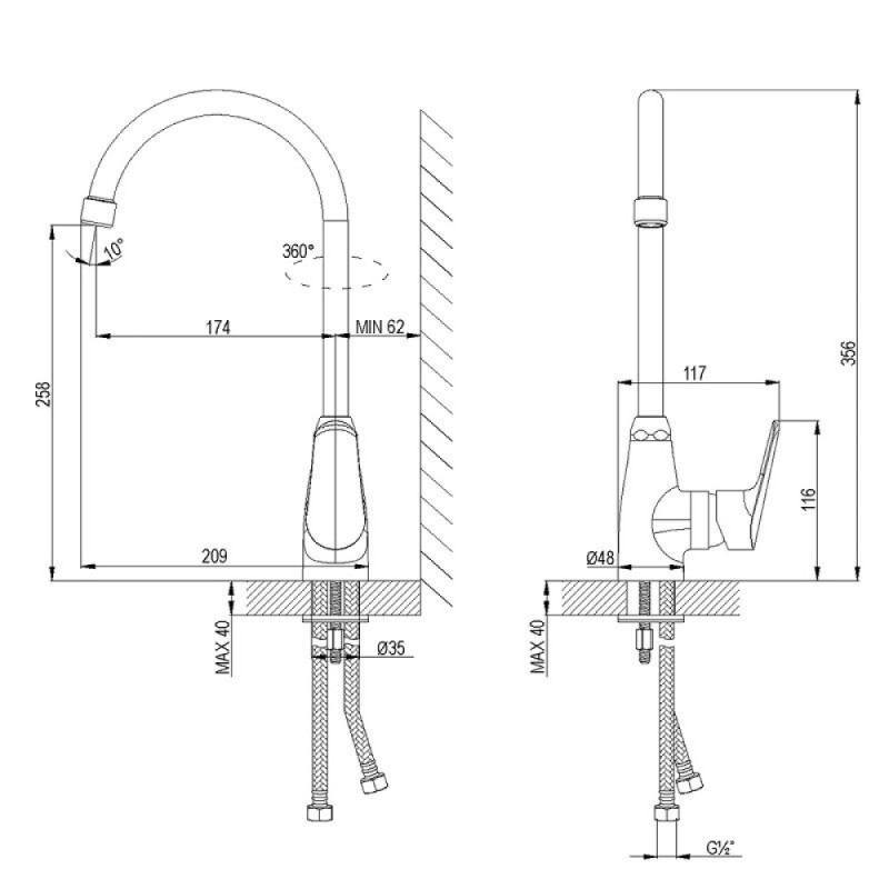 Смеситель для кухонной мойки Lemark Partner LM6555C, хром