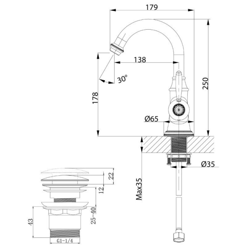 Смеситель Lemark Spark LM6707RG для раковины, с донным клапаном, золото розовое