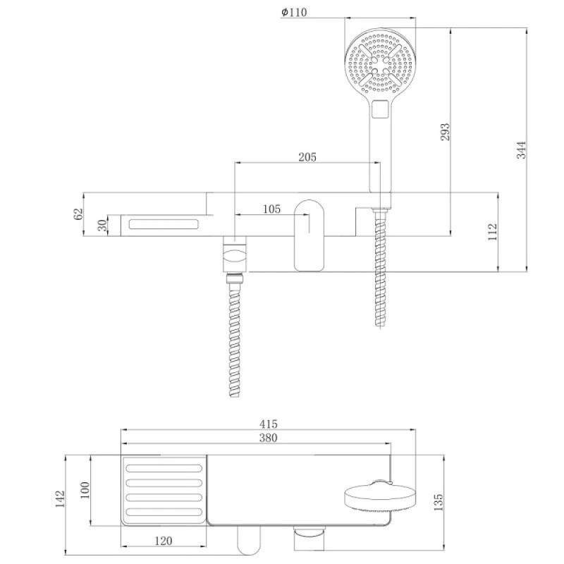 Смеситель для ванны и душа Lemark Unibox LM6914CW, с душевым гарнитуром, белый, хром